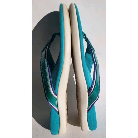 Vionic Womens Tide Sport Supportive Sandal Sz 6 Green w/Blue Trim Thong Orthotic - Picture 9 of 12